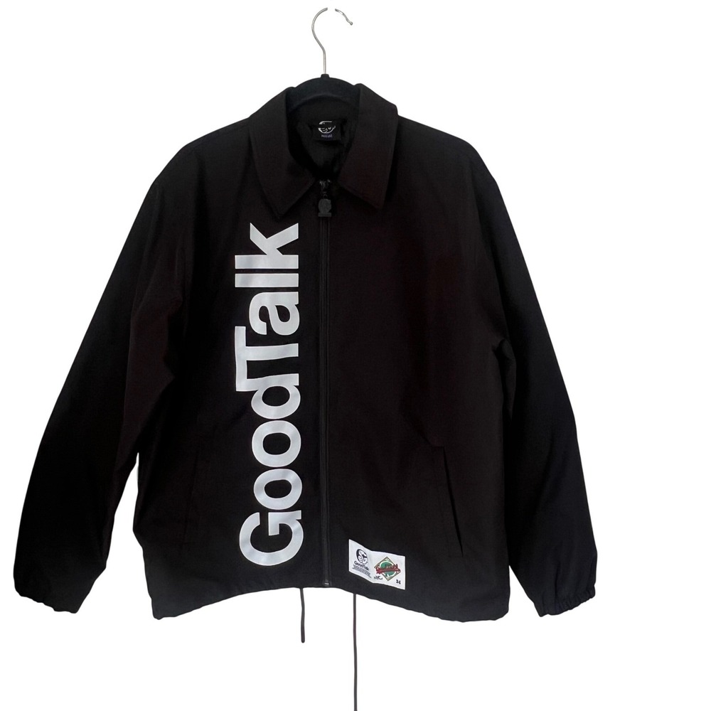 GoodTalk NWOT Black Graphic Coach Jacket Mens Medium